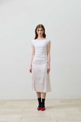 LILY OFF-SHOULDER SHIRRING TOP / WHITE