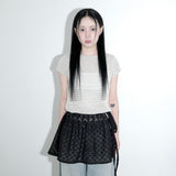 Voluminous sheer wrap skirt _ black