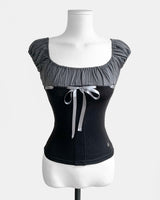 [♡MADE♡] devil puff tone & satin top