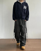 NY Crop Embroidered Zip-Up Hoodie