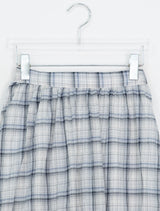 Luije Summer Check Shirring Flower Midi Banding Skirt