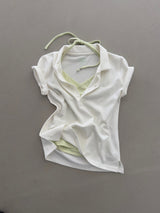 dancing orchid standard slim-fit PK T-shirts (ivory) 2sizes
