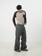 Rivet point strap pants 3color