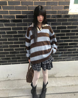 ケルストライプコントラストカラーニット