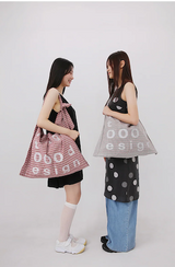 000Design Cotton Check Tie Bag / Burgundy
