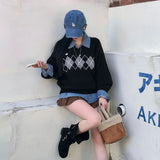 [BELLIDE MADE] ルーズフィットアーガイルVネックニットウェア