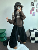 ウール🧸 アンゴラスノーフラワーロウンフニット❤🤎🩵💙4カラー