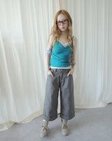 HERRINGBONE ROLL-UP BUCKLE PANTS
