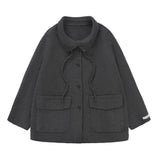 HANDMADE WOOL HALF COAT (Deep Gray)