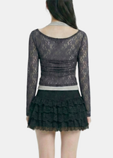 Double Neck Sheer Lace Top