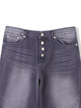 Button-fly wide denim pants