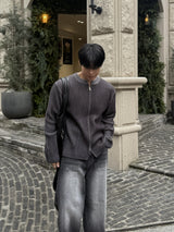 Fog lip zip-up knitwear