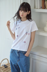 26SS★ マッシュルームステッチクロップ半袖Tシャツ