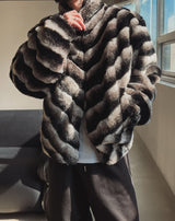 Wavy Gradation Fur Jacket