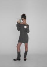[MADE] Air wool off-shoulder cable knit dress (Wool 80%)
