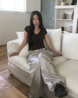 キヤ グロッシーシャーリング パラスーツ スリットワイドパンツ