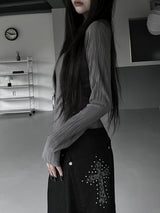 minimal pleated long sleeve T (3color)