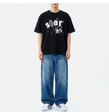 オーバーフィット クルーネック キラ スター ショートスリーブ Tシャツ ブラック