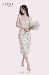 Antique Floral Perfume Skirt Two-Piece Set (blouse+skirt set)