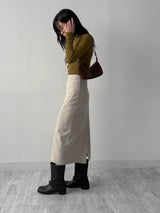 [Brushed Lining] リブボートネック長袖Tシャツ