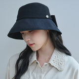 リボンペーパー ワイドバケットハット(Black)