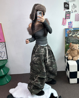 バルーンミリタリースウェットパラシュートピンタックパンツ 🩶💚🖤2カラー