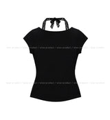 Sina Lace Strap Halter Short Sleeve