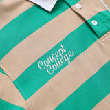 Cpatch Stripe Rugby Sweat Collar T-shirt / Green-Beige [Unisex]