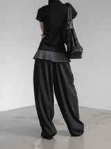 Curved Balloon Pleated Wrap Slacks