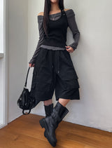 Onz Stitch Multi-Pocket Bermuda Pants