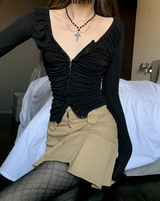 Lips shirring hook top (black)