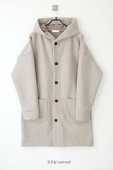 relaxed hood wool coat