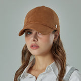 VA Curved Oval Metal Suede Ball Cap  / Brown