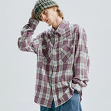 03s plaid western shirt purple