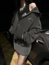 バニーピグメントエンブロイダリービッグフーディドジップアップ (3 colors)