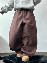 FLEECE-PICKABLE❤HARDY CIRCLE LINE BALLOON LONG SWEAT PANTS🤎🩶🖤3COLOR
