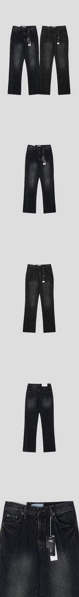[Unisex] スリットフレアデニムパンツ(2color)