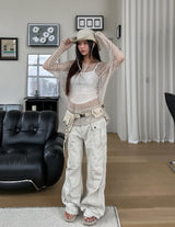 Coase Washing Cut Parachute Pants