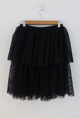 DOT MESH LAYERED CAN CAN SKIRT (IVORY, BLACK 2COLORS!)