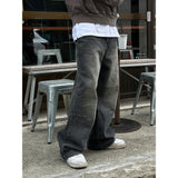 [UNISEX]ダークブラックワイドデニムパンツ