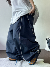 PIPING NYLON BALLOON WIDE LONG PANTS 🫐💙🖤🩶3COLOR
