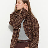 Oversized Check Shirt Brown