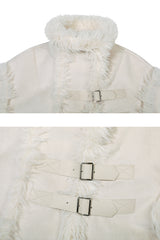 LUNA BELTED SHEARLING JACKET cream