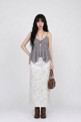 レース ブリーズ ボタン キャミ トップ (WHITE, VIOLET GRAY 2COLORS!)