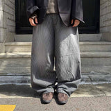 Wide Stripe Denim Balloon Pants