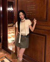 [ORIGINAL] HOLLY TIE SHORT-SLEEVE KNITTED SET