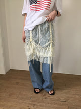 Lace Ribbon Layered Skirt (1color)