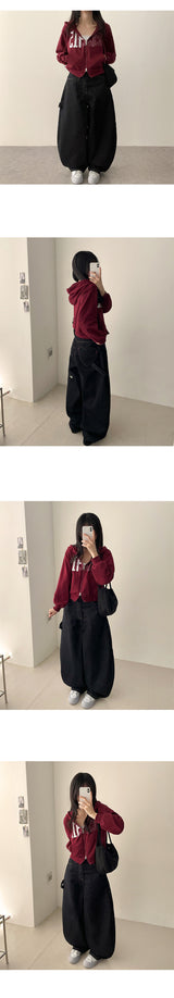 チノノンフェイドハートポケットバルーンワイドデニムパンツ (1color)