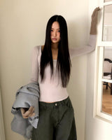 プミンスクエアネックフリーススリムTシャツ