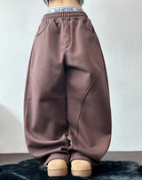 FLEECE-PICKABLE❤HARDY CIRCLE LINE BALLOON LONG SWEAT PANTS🤎🩶🖤3COLOR
